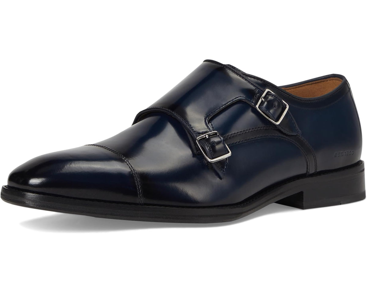 Men's Johnston & Murphy Sullivan Double Buckle Cap Toe Navy Italian Calkskin