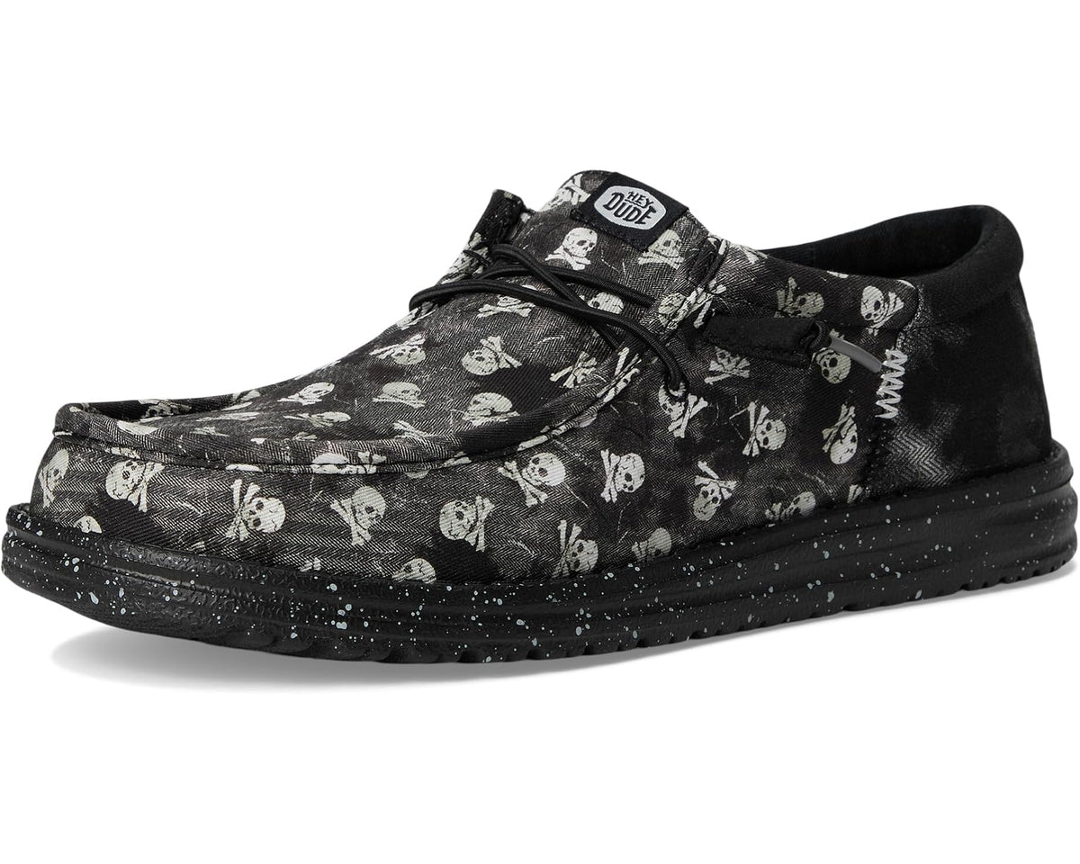 Men's Hey Dude Wally Funk Skull Print Black/Black Oyster