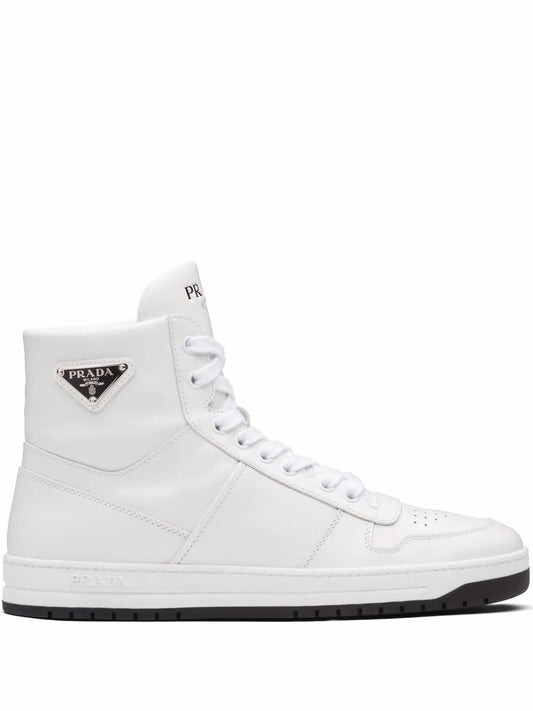 Prada Perforated Triangle-Logo High-Top