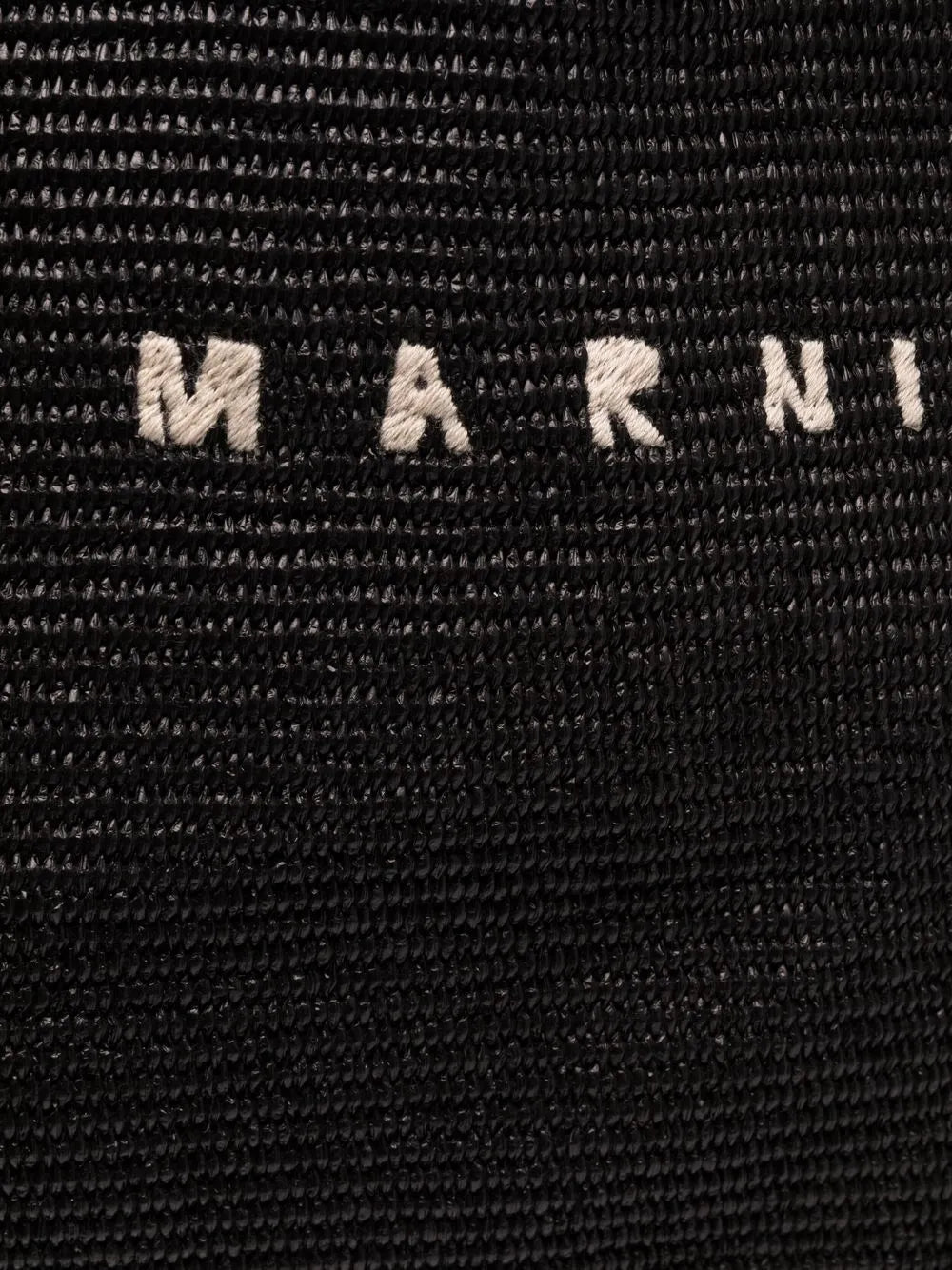 Marnilogo-embroidered raffia tote bag