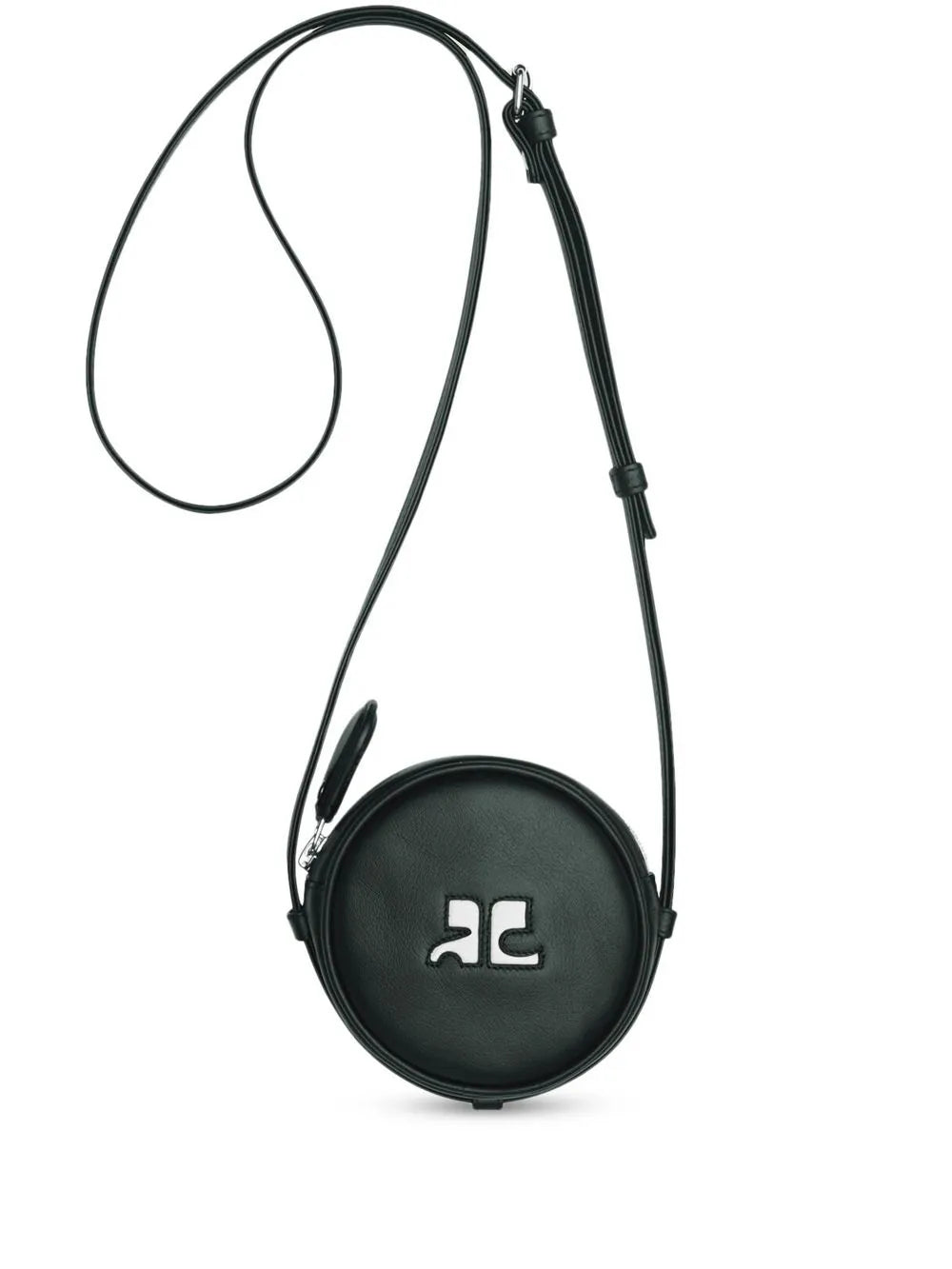 Courreslogo-patch circle leather bag