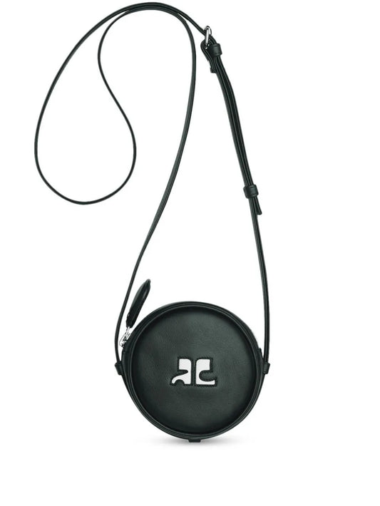 Courreslogo-patch circle leather bag