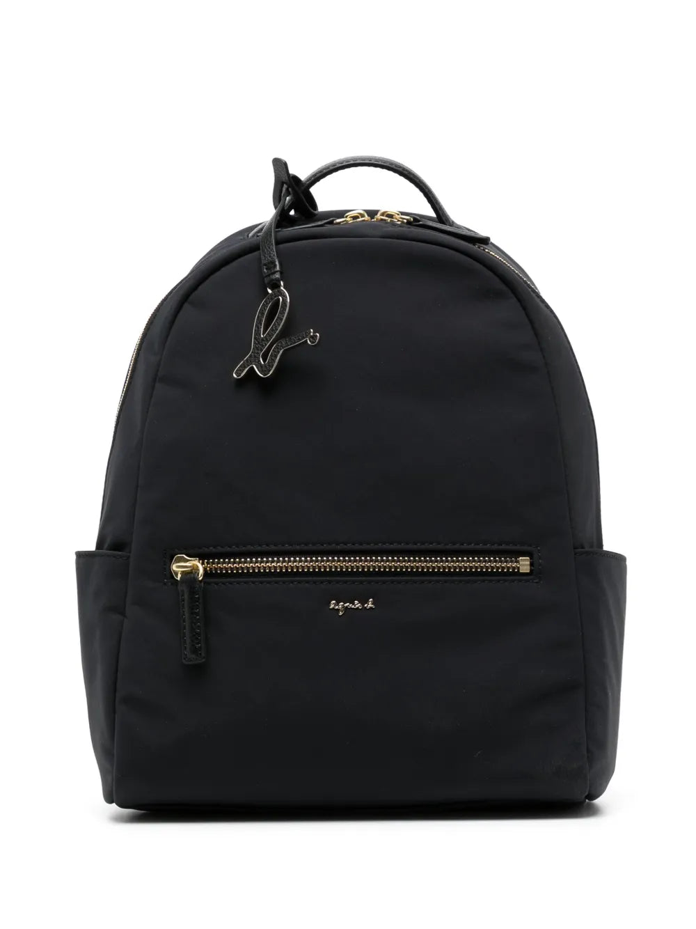 agn b. logo-plaque leather-trim backpack