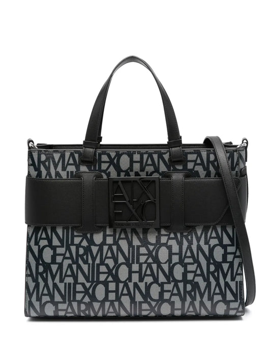 Armani Exchangelogo-print zip-fastening tote bag
