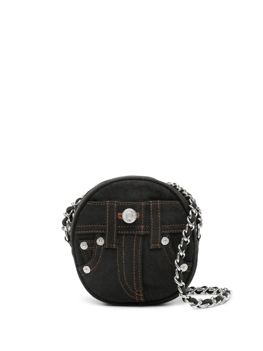 MOSCHINO JEANSdecorative stitching denim shoulder bag