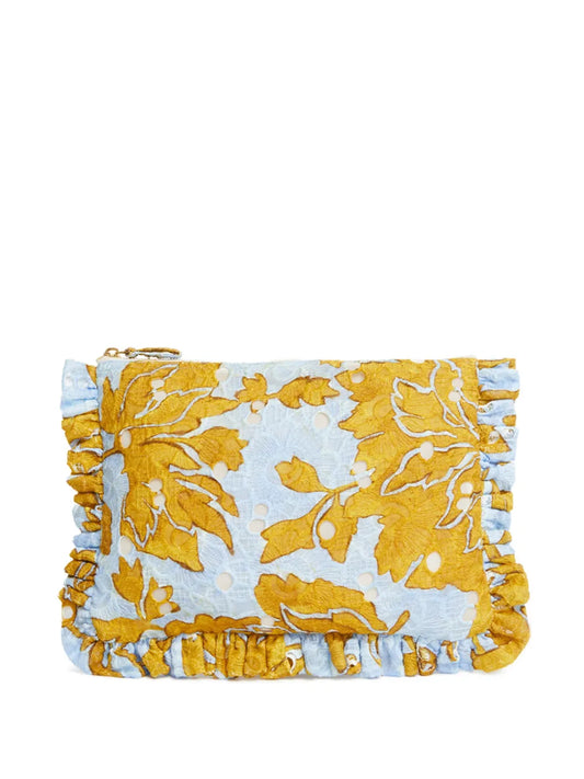 La DoubleJruffled guipure lace clutch