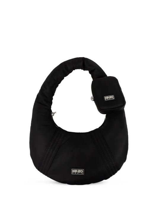 Kenzologo-appliquribbed-detail shoulder bag
