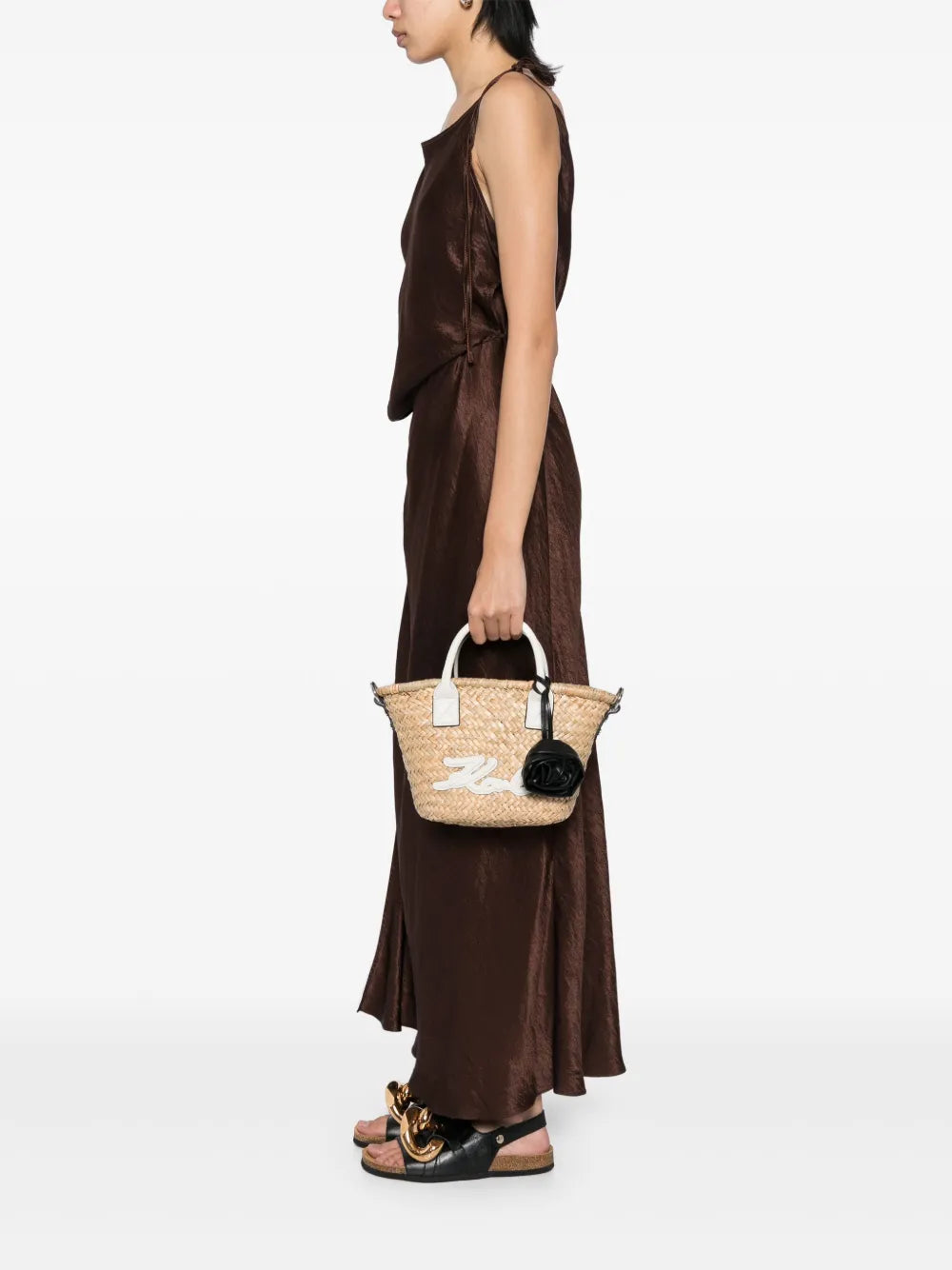 Karl LagerfeldK/signature Small Raffia tote bag