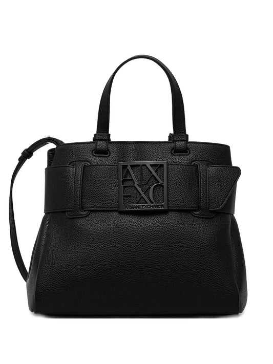 Armani Exchangetextured leather tote bag