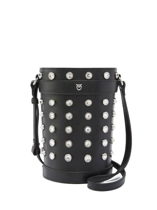 PINKOcrystal-embellished leather bucket bag