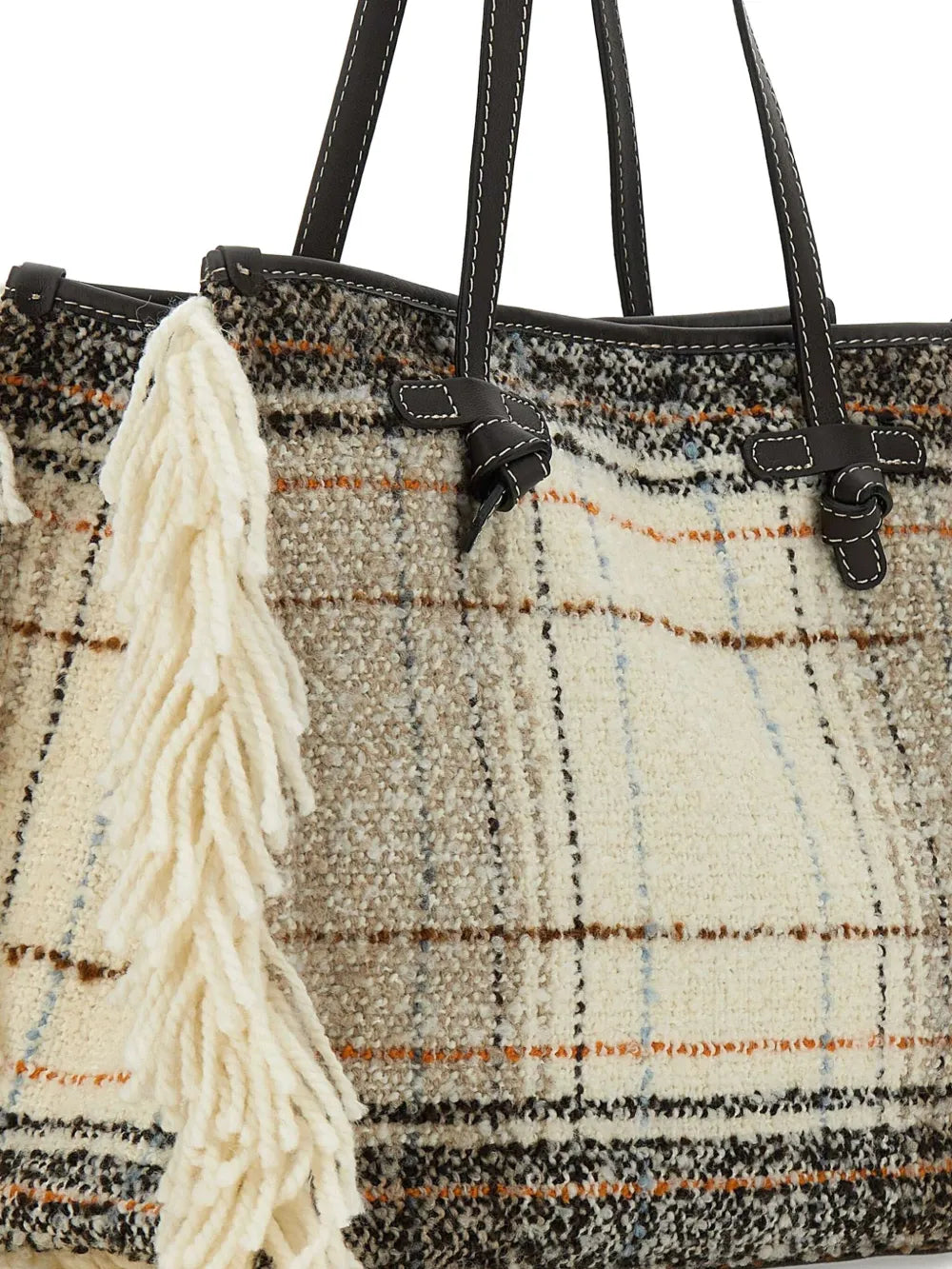 GIANNI CHIARINIMarcella fringe plaid tote bag