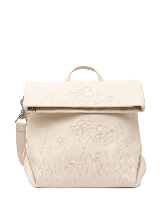 Desigualfloral-embroidered roll-top backpack