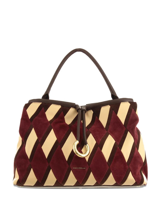 Coccinellediamond-pattern leather shoulder bag