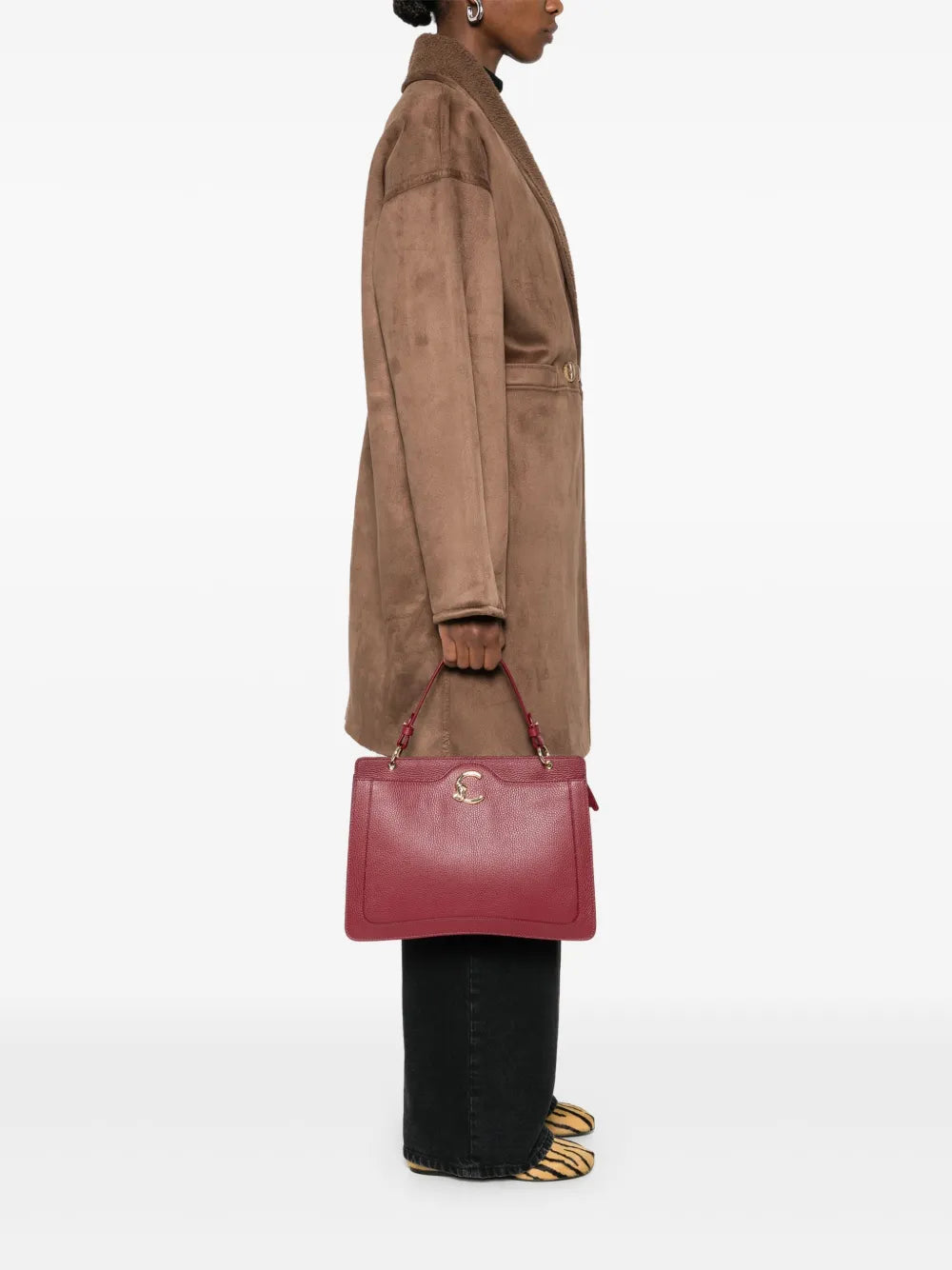 Coccinellecurved-C leather shoulder bag