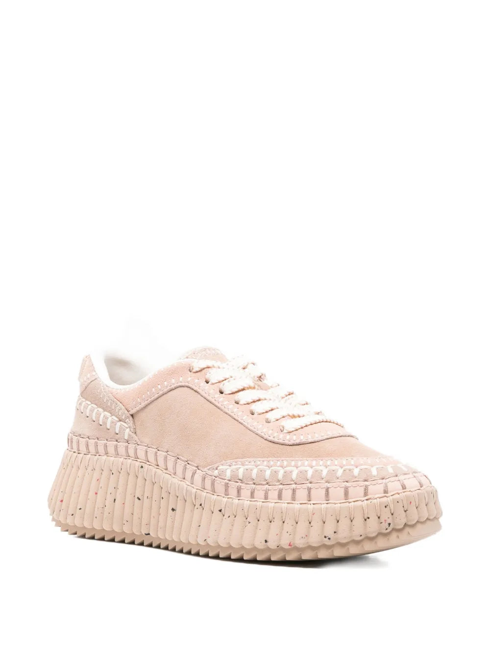 Chlo ama Textured Leather-Trimmed Platform
