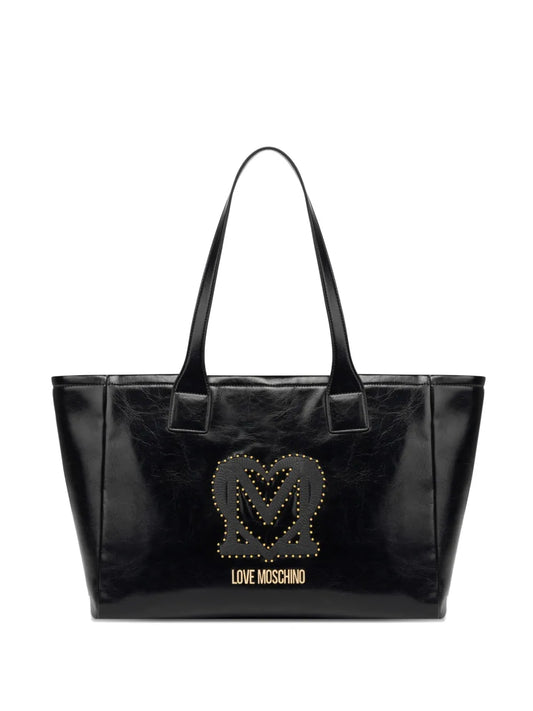 Love Moschinologo-plaque studded tote bag