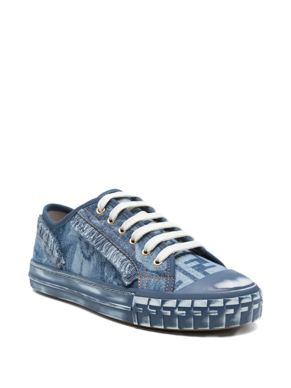 FENDI Frayed-Denim Trainers