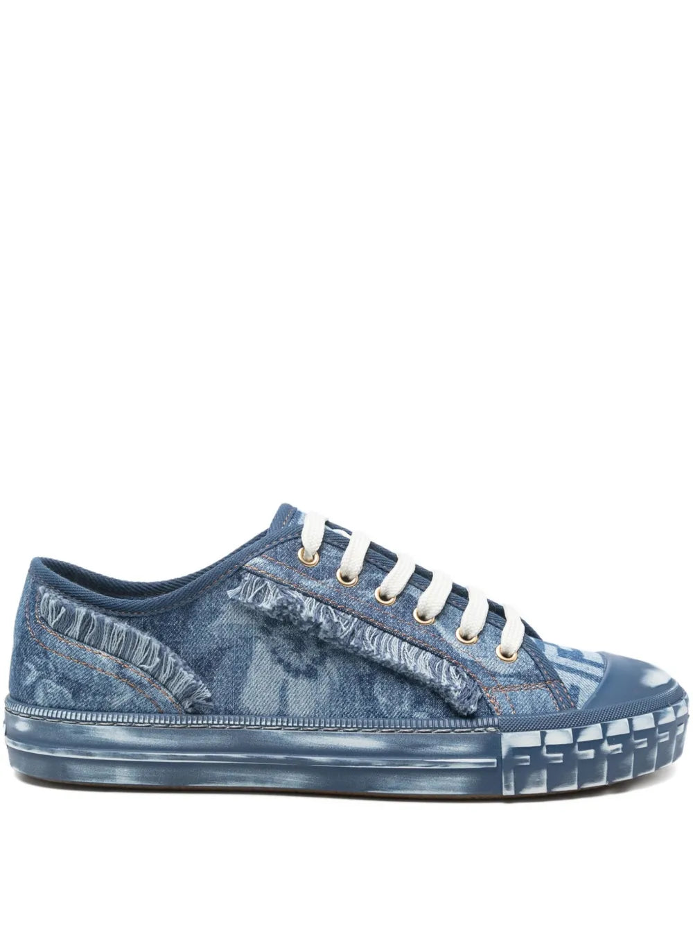 FENDI Frayed-Denim Trainers
