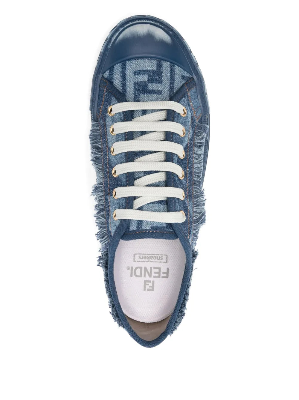 FENDI Frayed-Denim Trainers