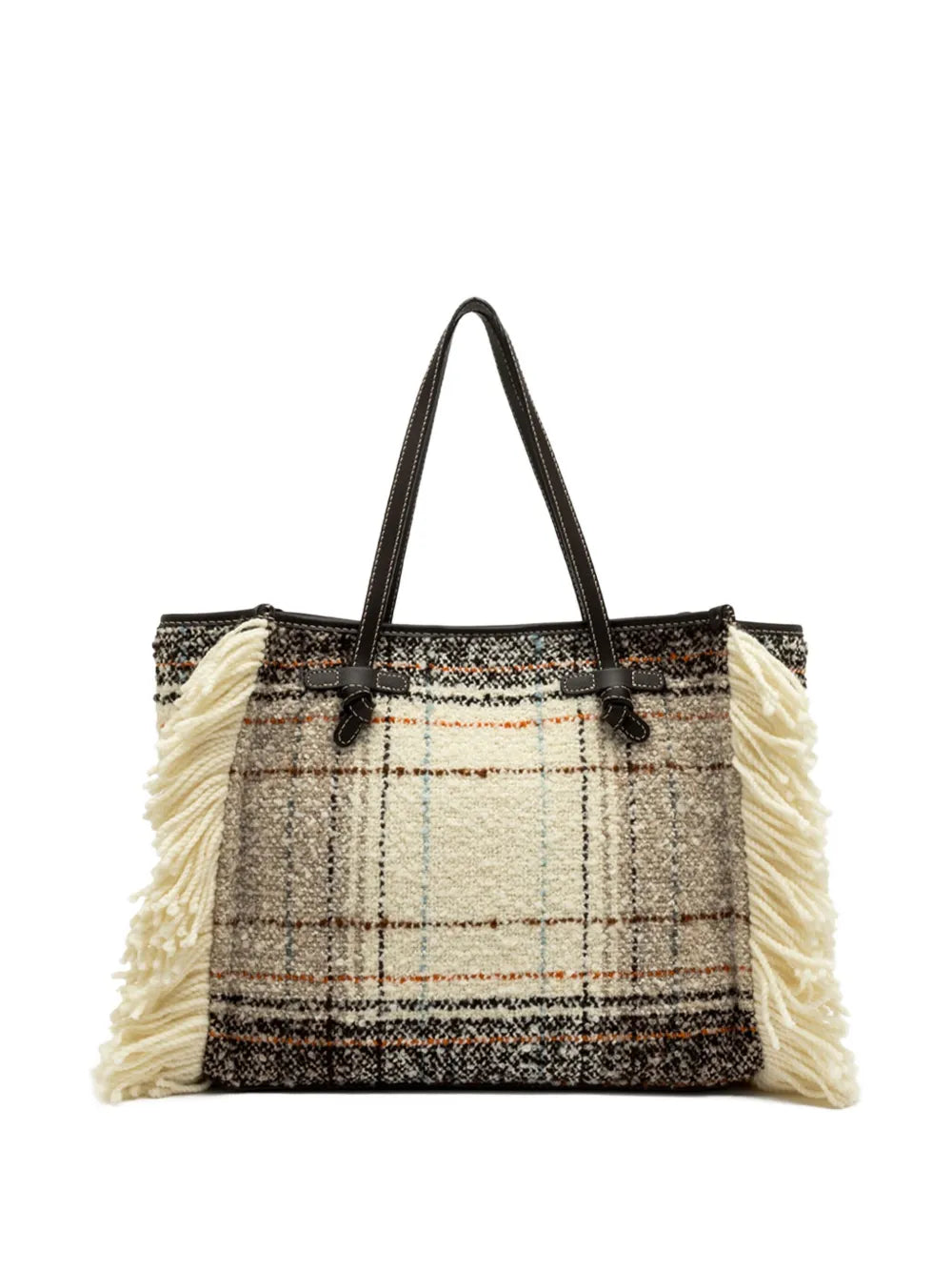 GIANNI CHIARINIplaid fringed tote bag
