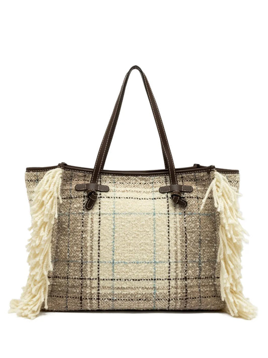 GIANNI CHIARINIMarcella fringed checked tote bag