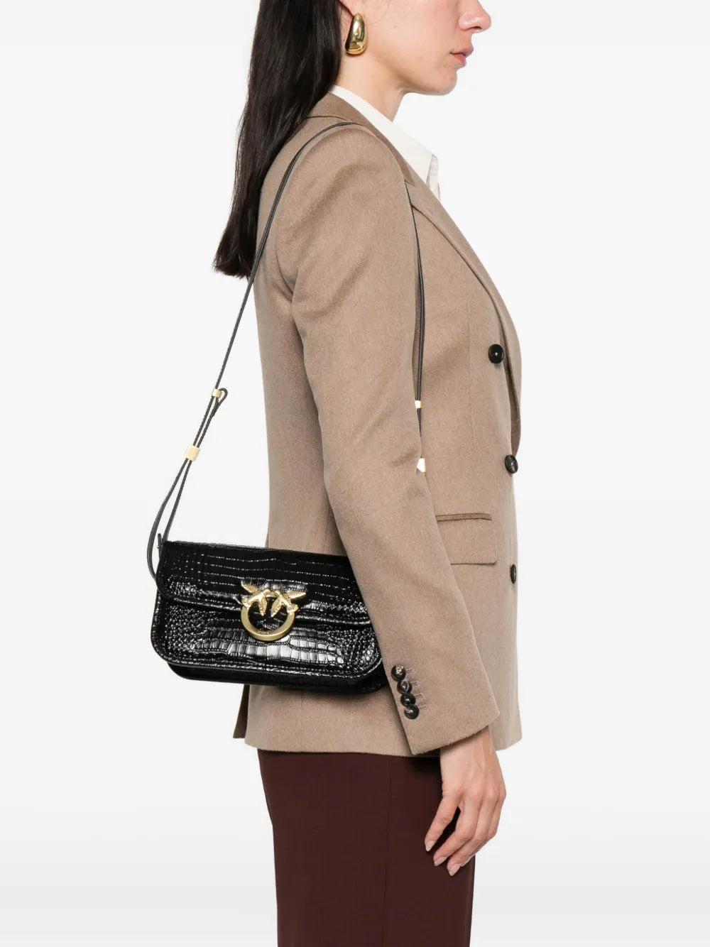 PINKOcrocodile-embossed leather cross body bag
