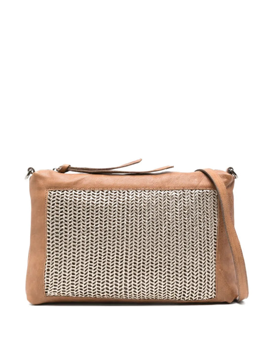 SOMMETleather woven-panel shoulder bag