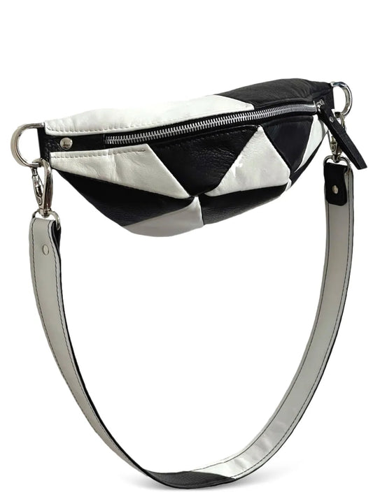 NASHApanelled leather shoulder bag