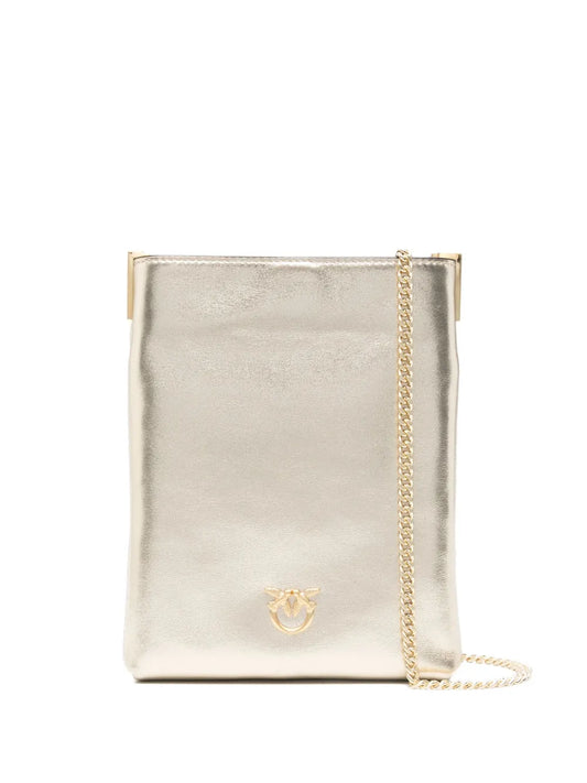 PINKOmetallic-effect leather cross body bag