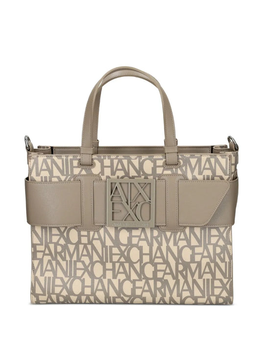 Armani Exchangelogo-plaque buckle tote bag