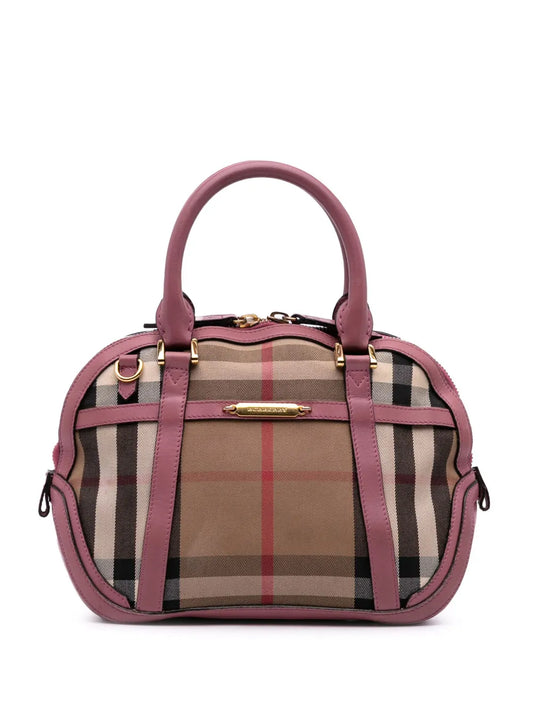 Pre-OwnedBurberry Pre-Owned2000-2017 Small Leather Trimmed House Check Canvas Bridle Orchard satchel