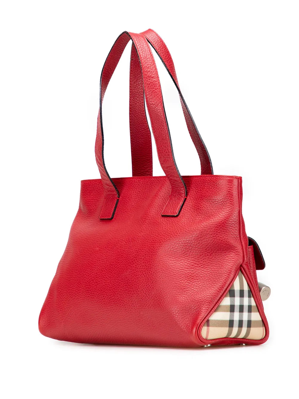 Pre-OwnedBurberry Pre-Owned2000-2017 House Check Trimmed Grainy Calfskin Horn Toggle tote bag