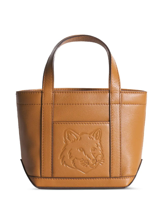 Maison Kitsunini fox-head embossed leather tote bag