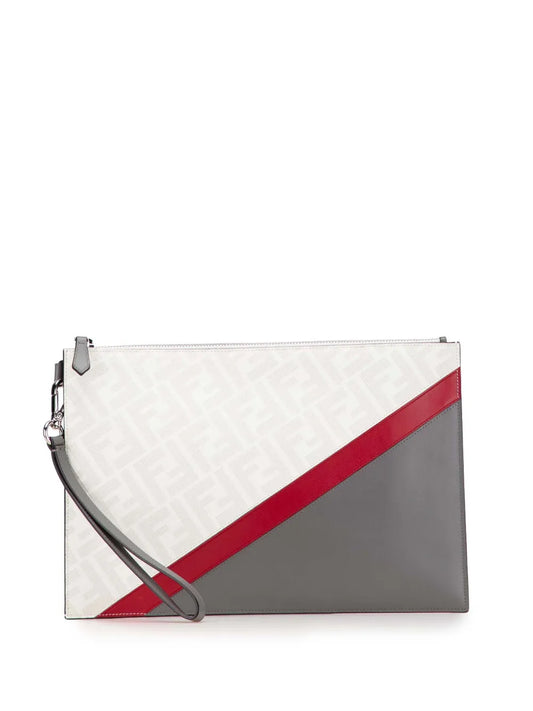 Pre-OwnedFendi Pre-Owned2010-2025 Zucca Coated Canvas FF 1974 Diagonal Vitello Liberty clutch bag