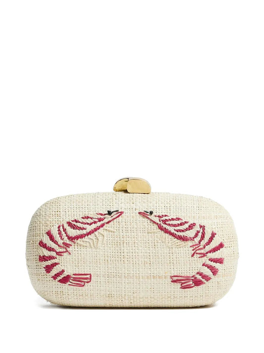 Pamela MunsonShrimp Cocktail embroidered raffia clutch