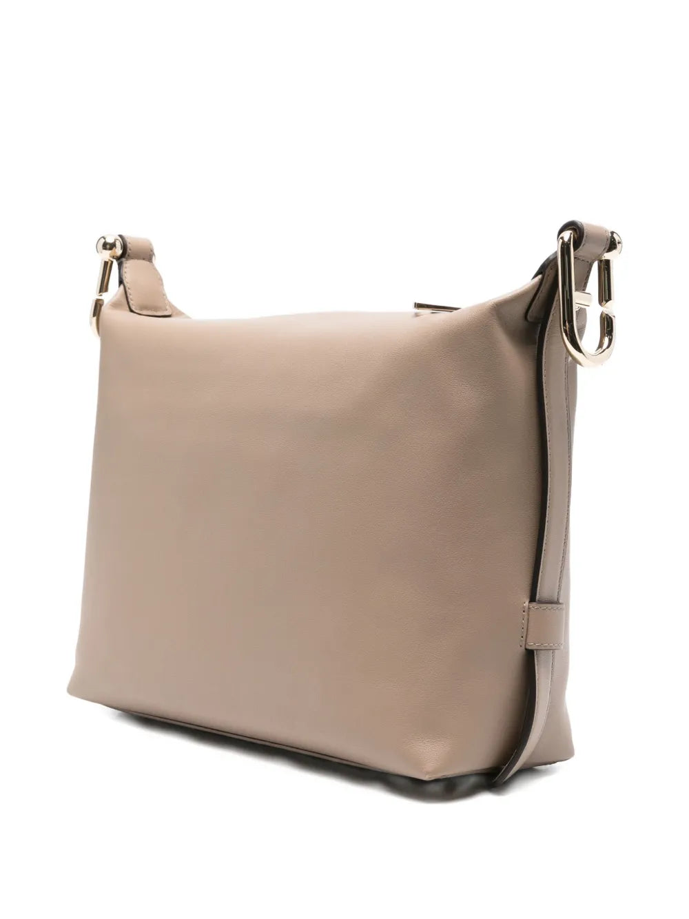 Furlazip-fastening leather shoulder bag