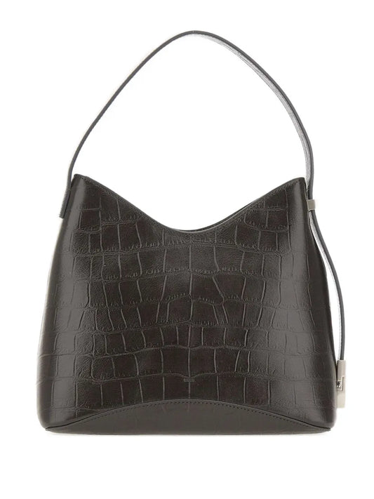 Osoicrocodile-effect leather shoulder bag