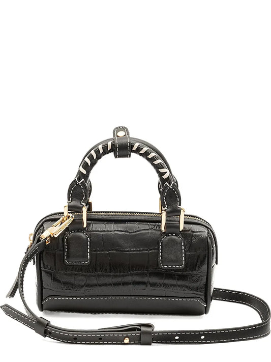 IslaMaia Bowling croc-embossed braided handle mini bag