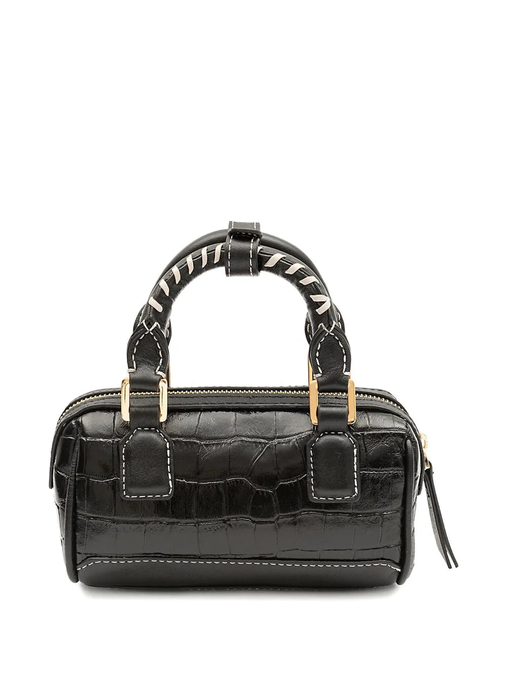IslaMaia Bowling croc-embossed braided handle mini bag