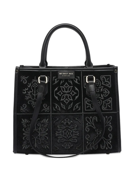 MY BEST BAGembossed panelled tote bag