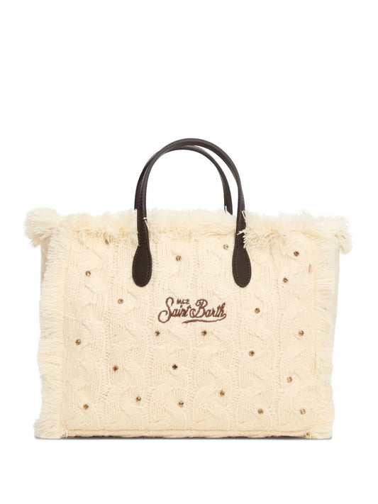 MC2 Saint BarthColette cable-knit fringed tote bag