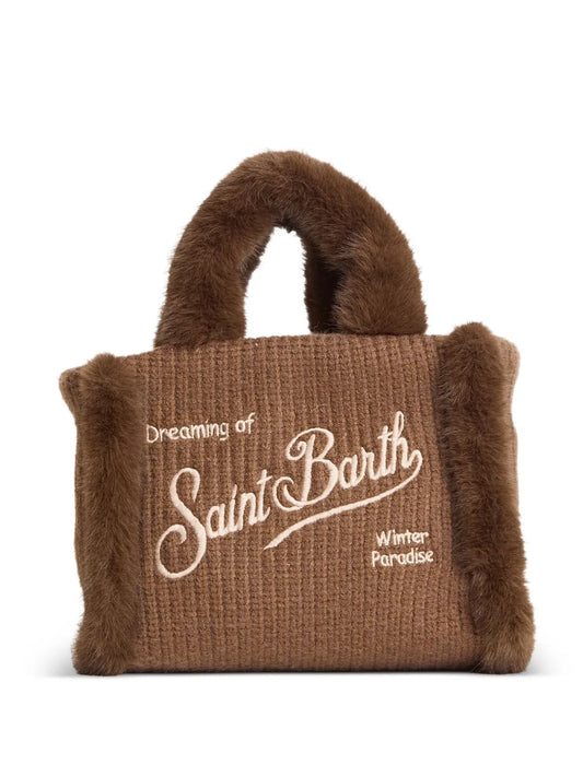MC2 Saint BarthColette shearling-trim knitted tote bag