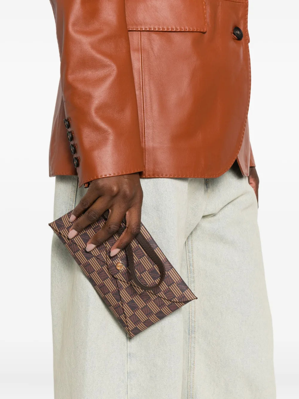 Moreaugeometric-pattern clutch bag