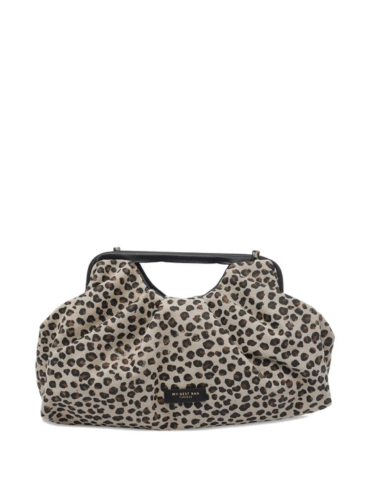 MY BEST BAGlogo leopard tote bag