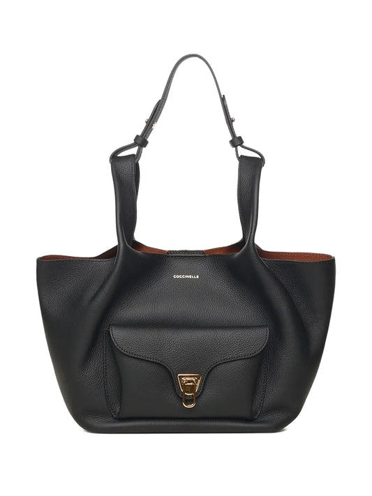 Coccinellegrained flap front shoulder bag