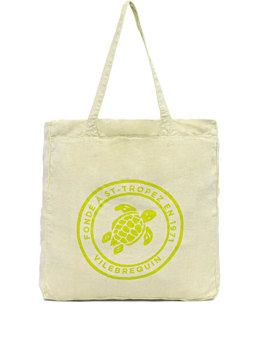 Vilebrequinturtle-print linen beach bag