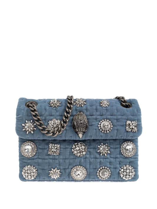Kurt Geiger Londonmini Velvet Kensington embellished shoulder bag