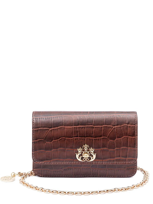 New SeasonIslaCroc-Embossed Chain Shoulder Bag