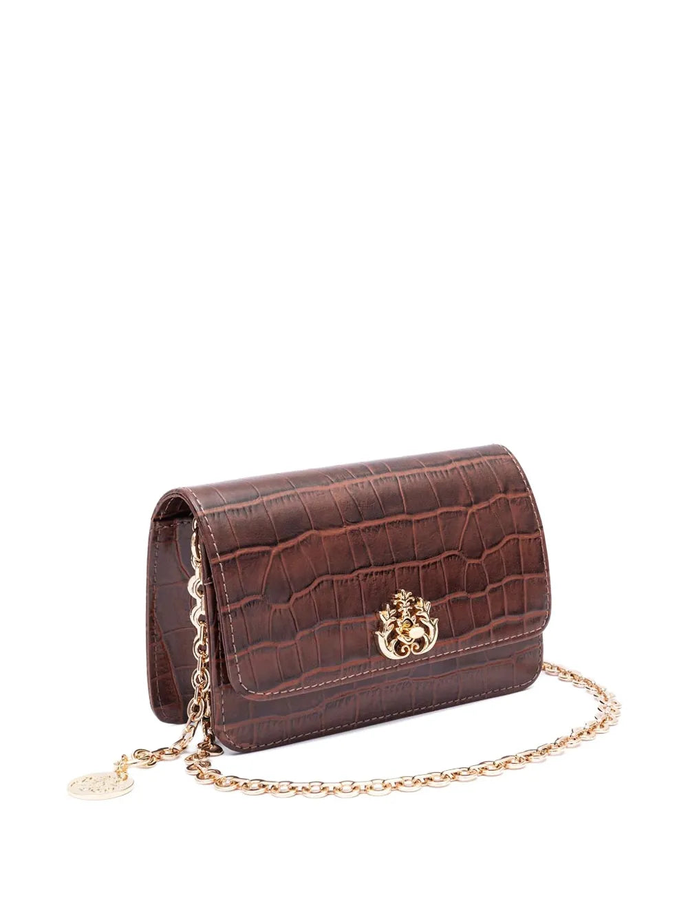 New SeasonIslaCroc-Embossed Chain Shoulder Bag