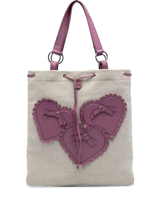 Pre-OwnedSaint Laurent Pre-Owned2000-2012 Canvas Fringed Heart Applique tote bag